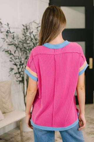 Felt Like This Before Textured Contrast Top
