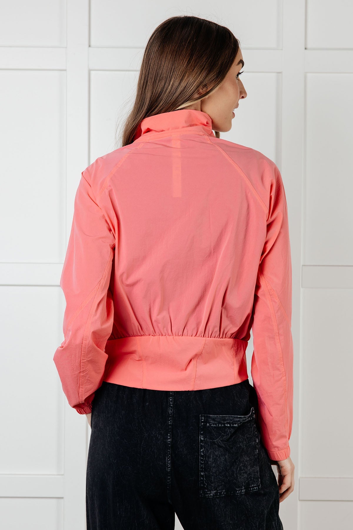 Fit Happens Nylon Tennis Jacket in Coral Rose MadreForte LLC