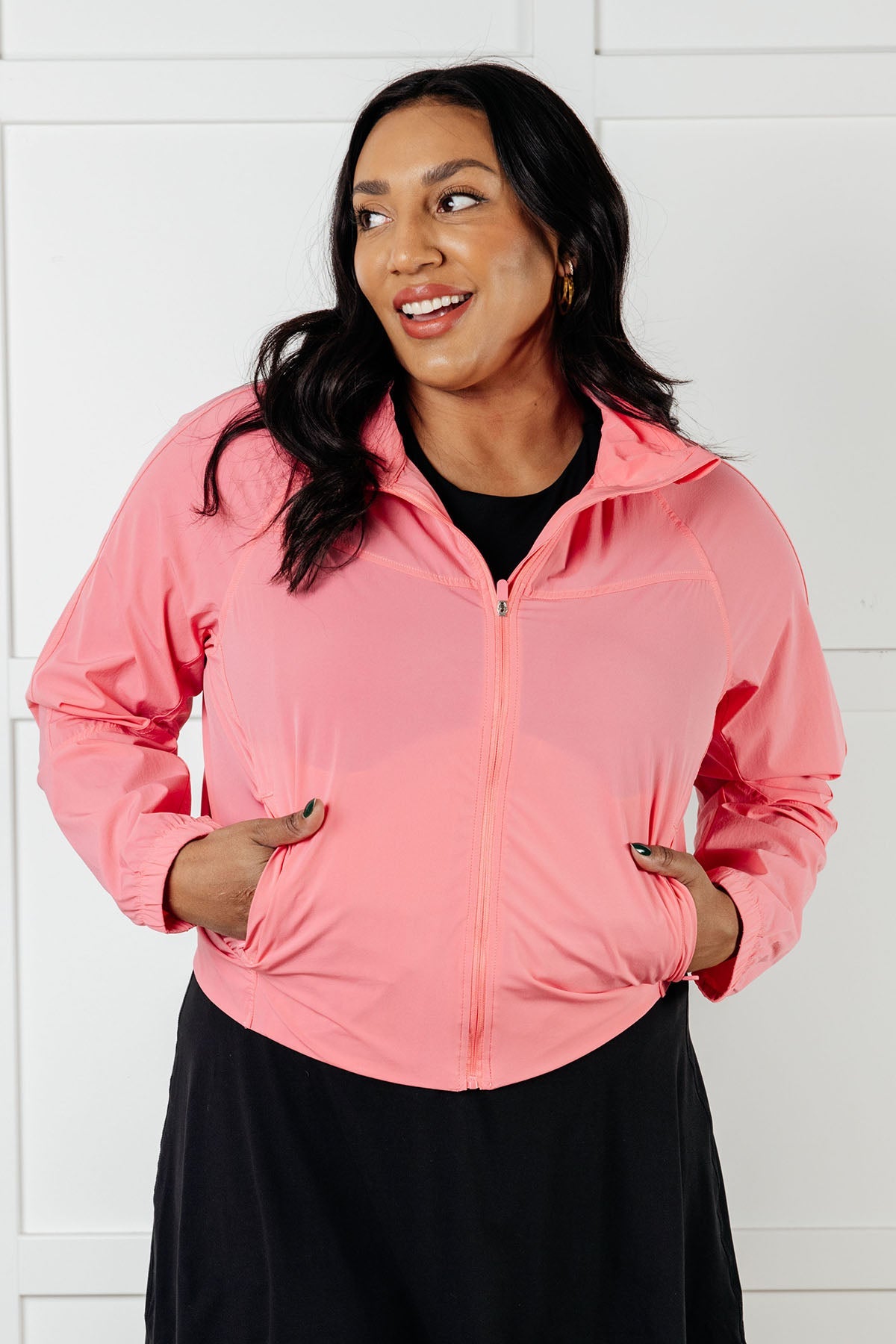 Fit Happens Nylon Tennis Jacket in Coral Rose MadreForte LLC