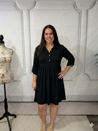 Inspire Collared Neck Dress in Black