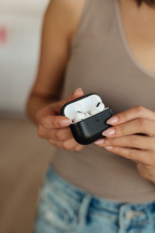 Genuine Leather Airpod Pro Protective Case in Black MadreForte LLC