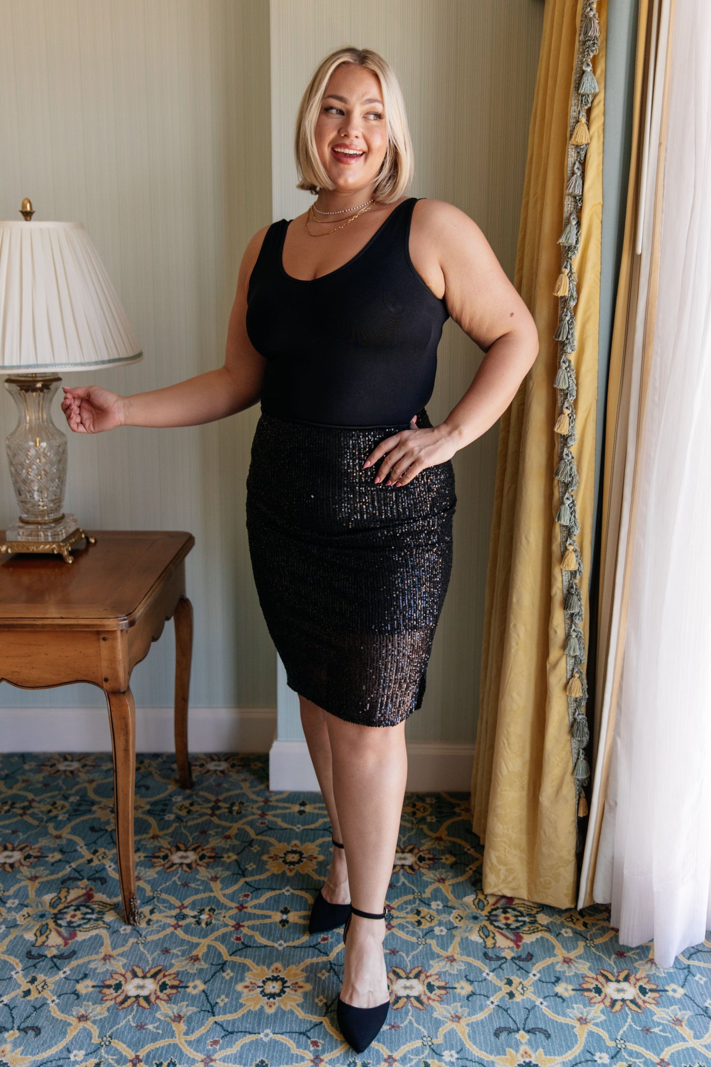 Gilded Age Sequin Skirt in Black MadreForte LLC