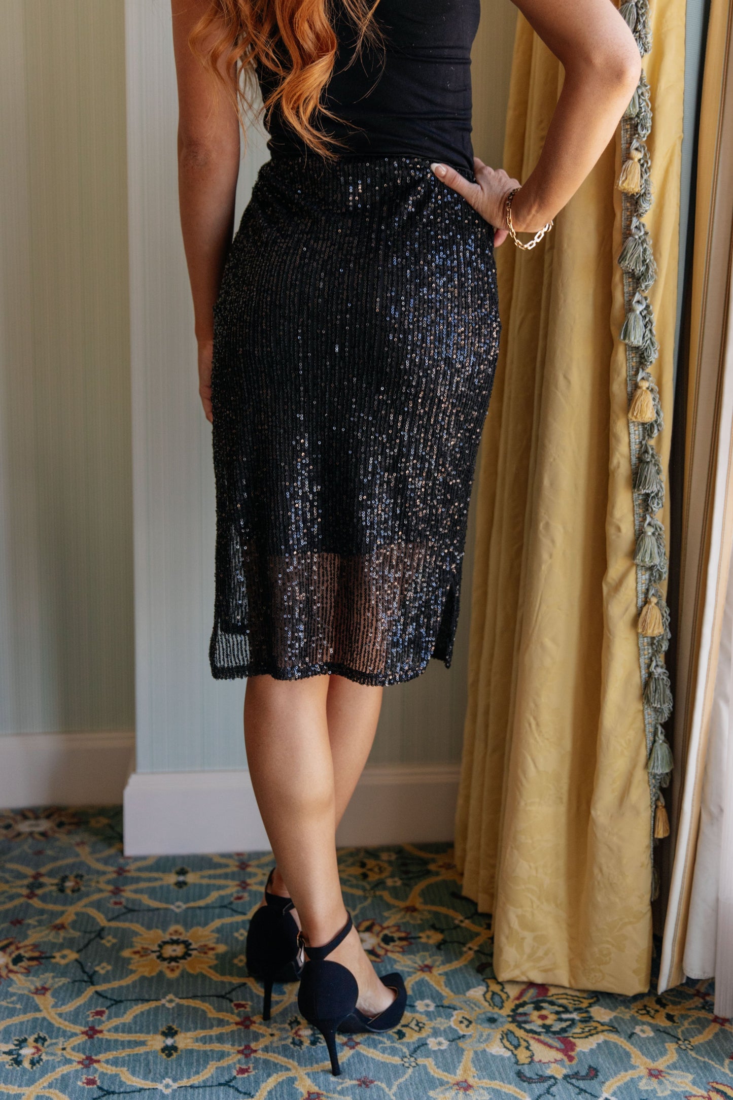 Gilded Age Sequin Skirt in Black MadreForte LLC