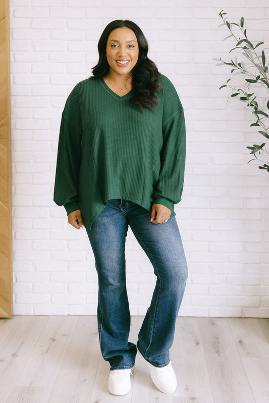 Good Things Are Coming V-Neck Top in Green MadreForte LLC