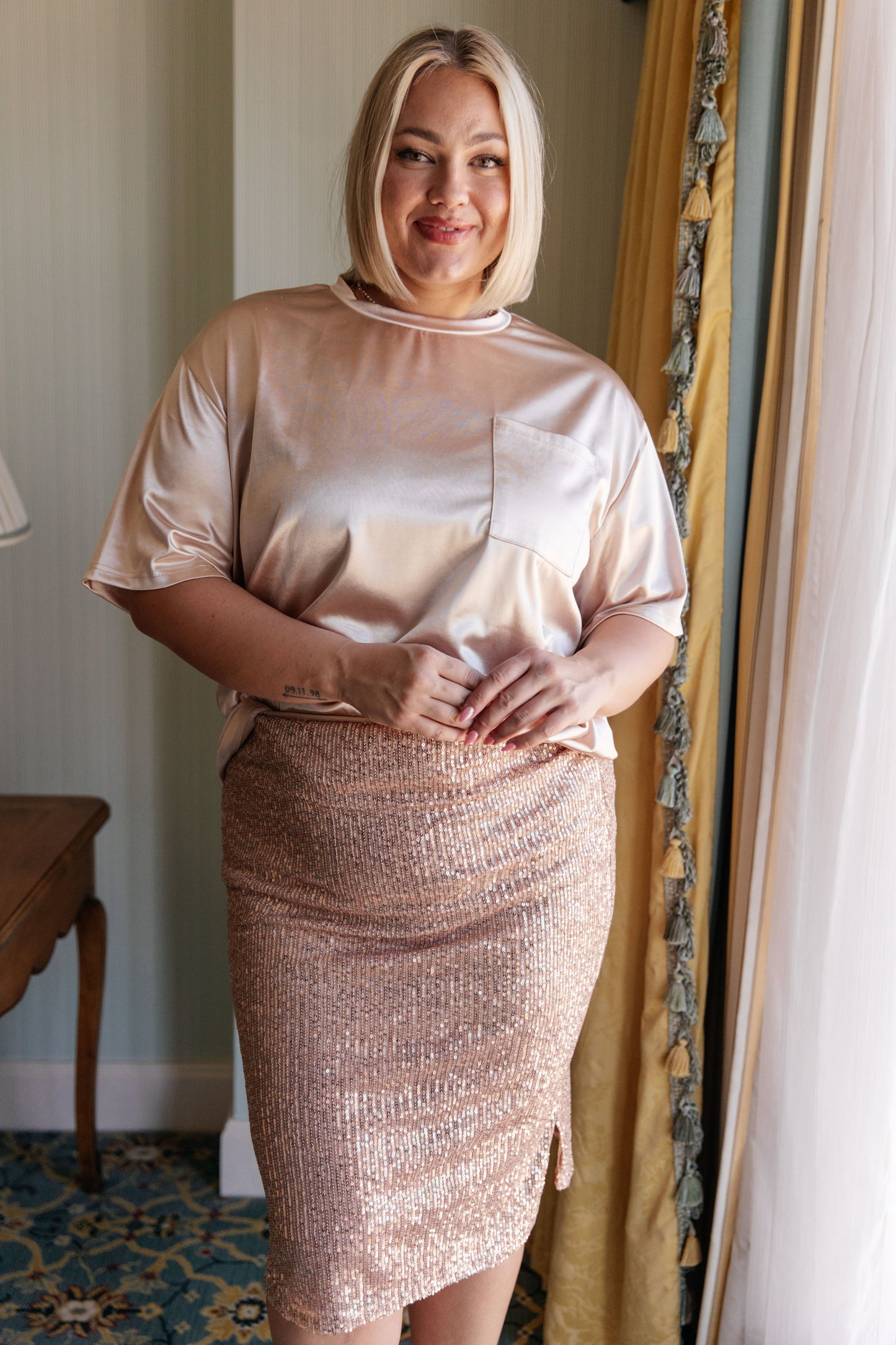 Gilded Age Sequin Skirt in Champagne MadreForte LLC