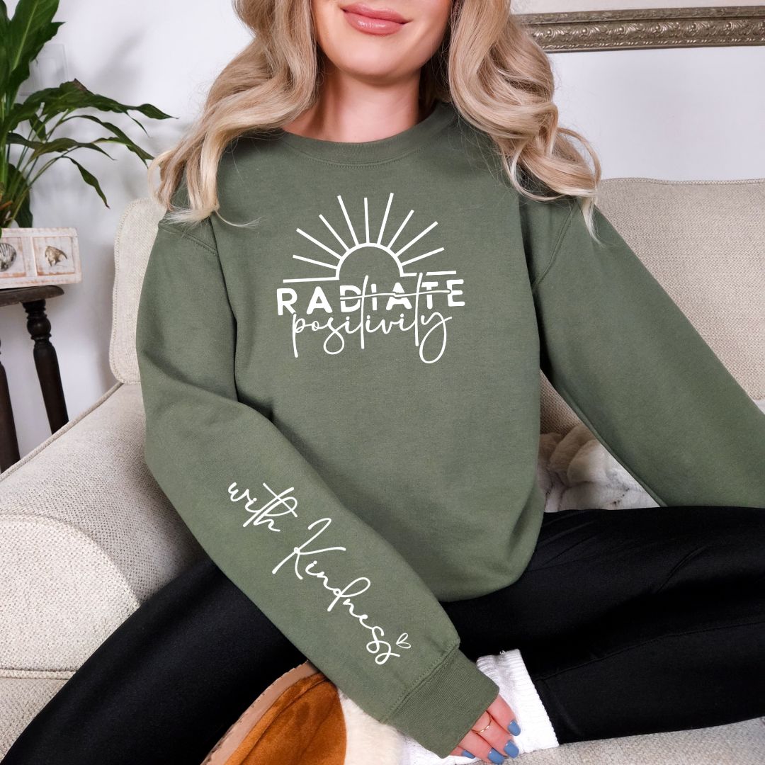 Radiate Positivity Graphic Sweatshirt in Three Colors MadreForte LLC