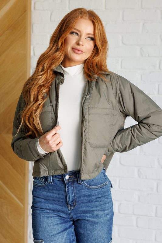 Hear Me Out Lightweight Puffer Jacket in Olive MadreForte LLC