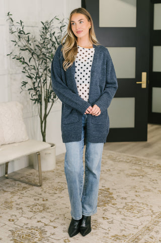 Here to Help Open Front Cardigan in Midnight
