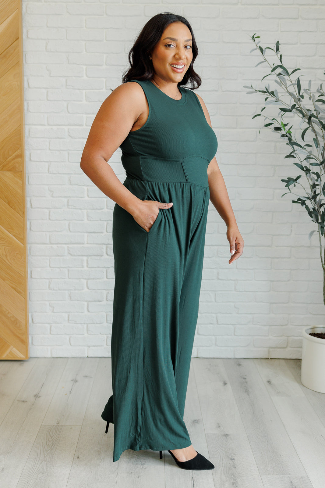 Hilary Wide Leg Jumpsuit in Green MadreForte LLC