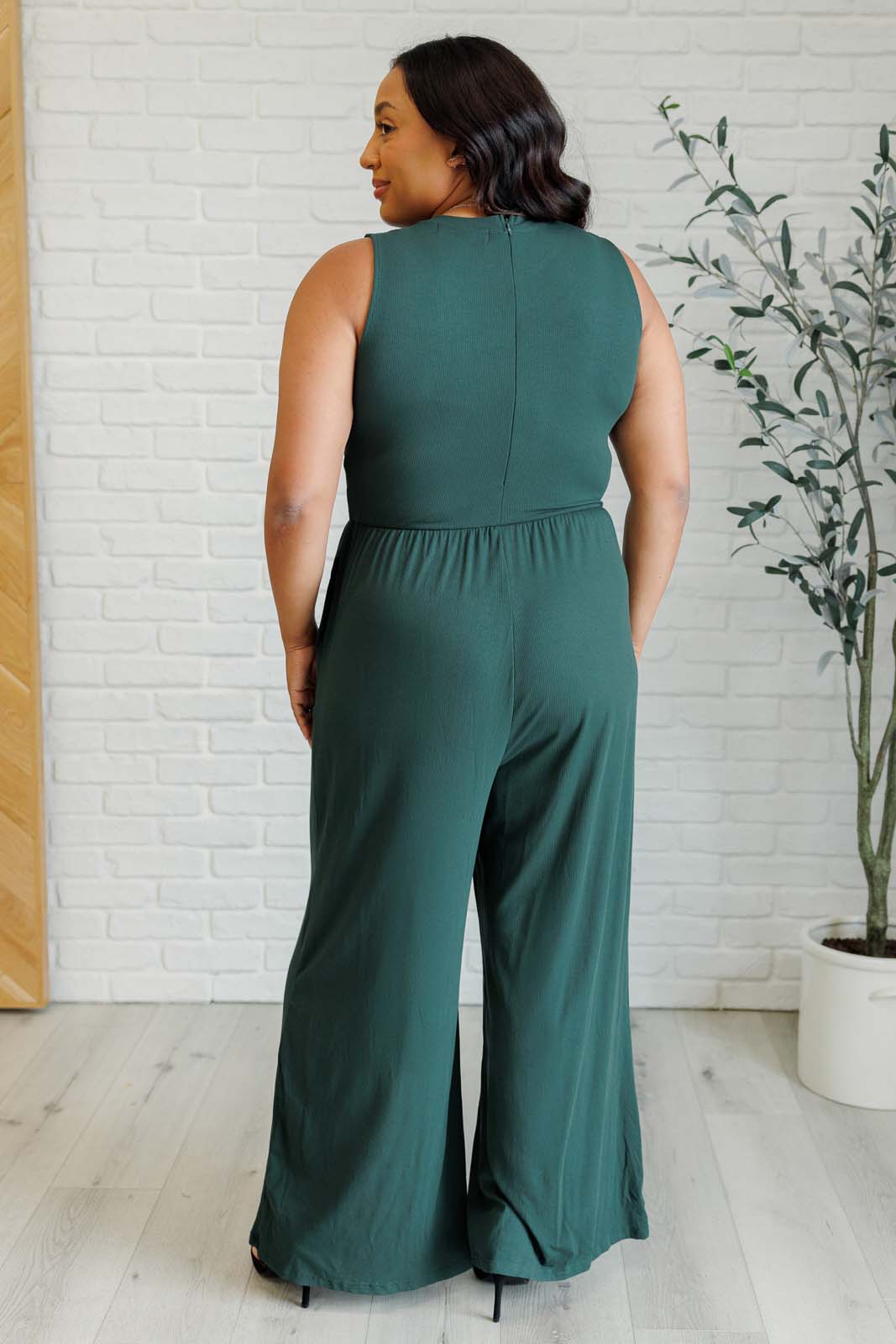 Hilary Wide Leg Jumpsuit in Green MadreForte LLC