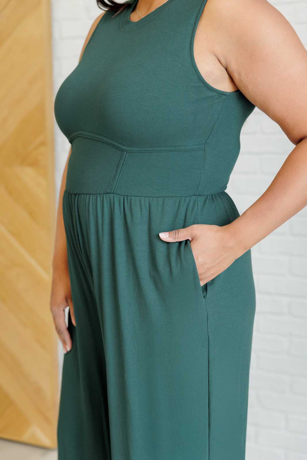 Hilary Wide Leg Jumpsuit in Green MadreForte LLC