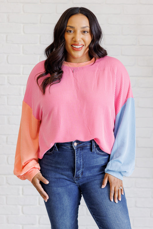 Hit Me With Your Best Shot Colorblock Top in Bright Pink MadreForte LLC