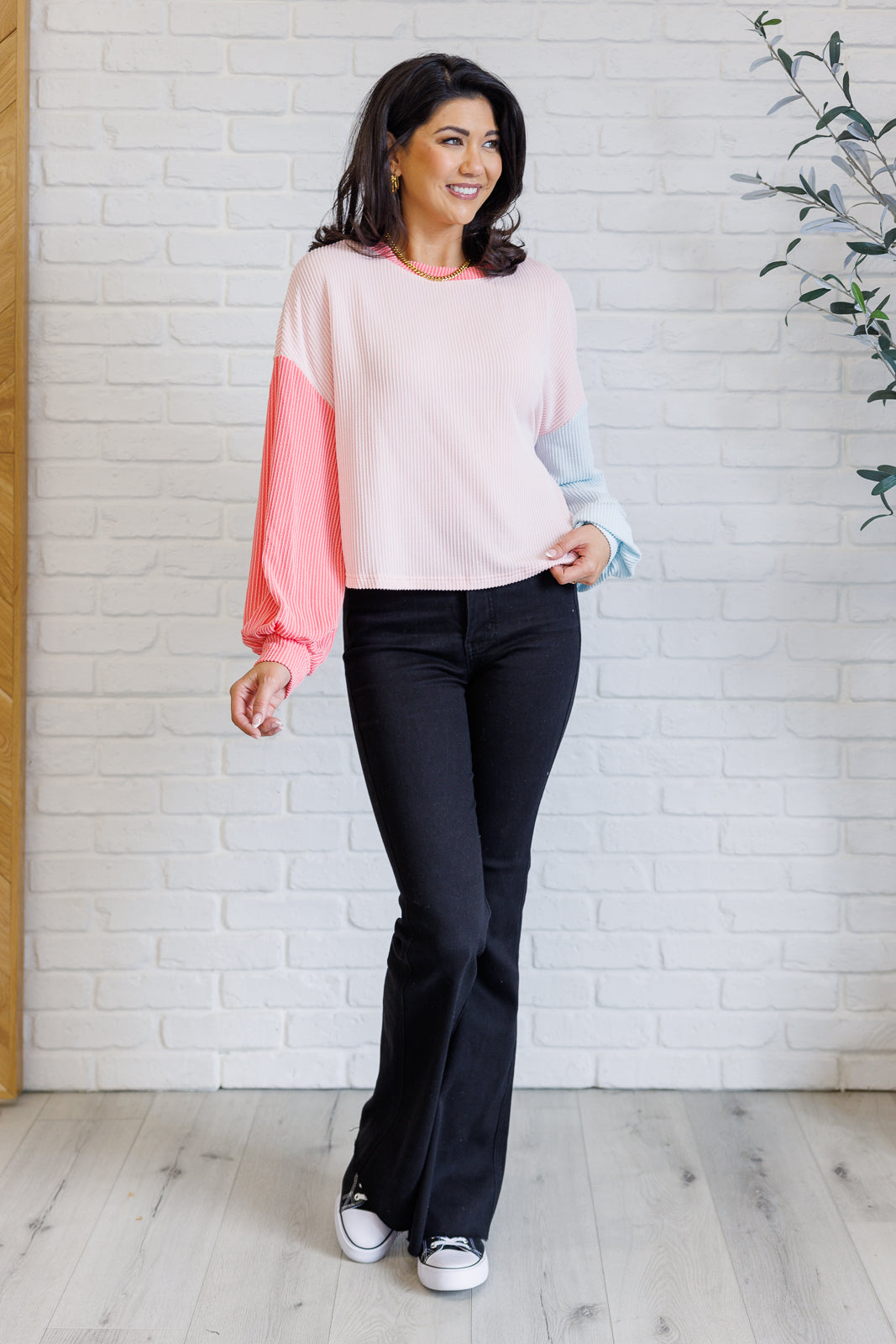 Hit Me With Your Best Shot Colorblock Top in Light Pink MadreForte LLC