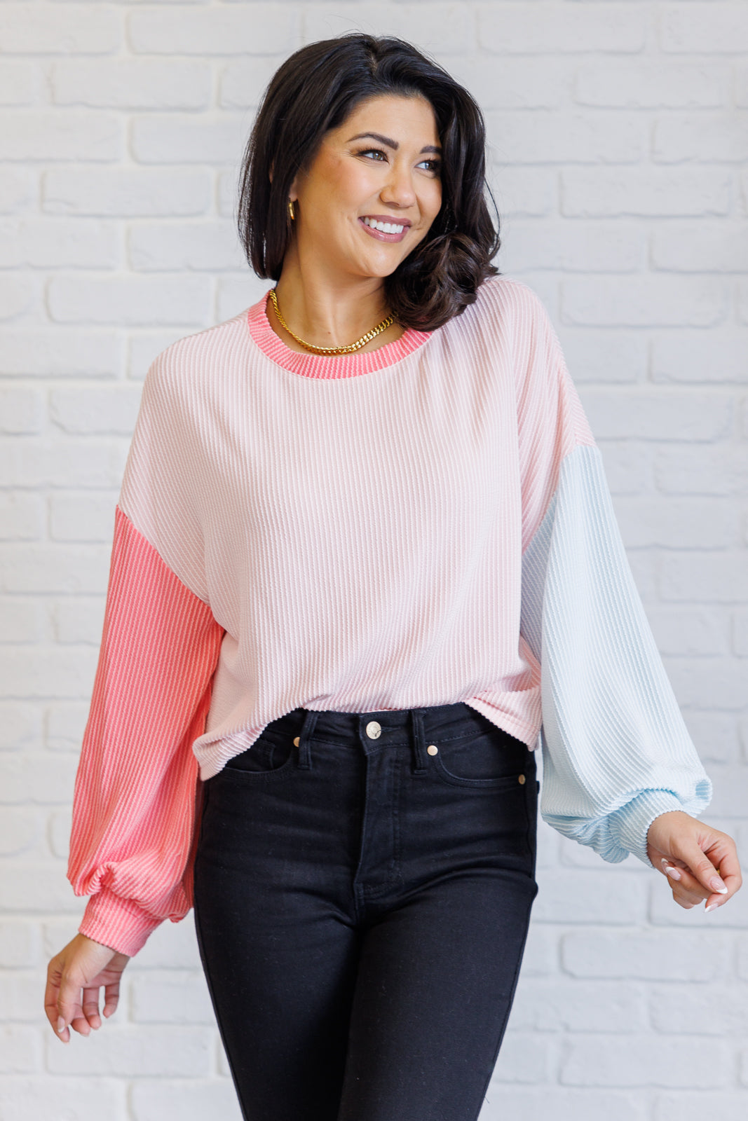 Hit Me With Your Best Shot Colorblock Top in Light Pink MadreForte LLC