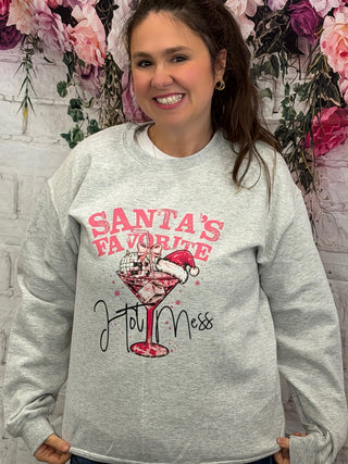 Santas Favorite Hot mess Graphic Sweatshirt