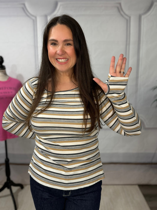 Sundown Chic Stripes Thumbhole Top
