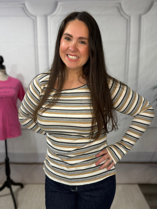 Sundown Chic Stripes Thumbhole Top