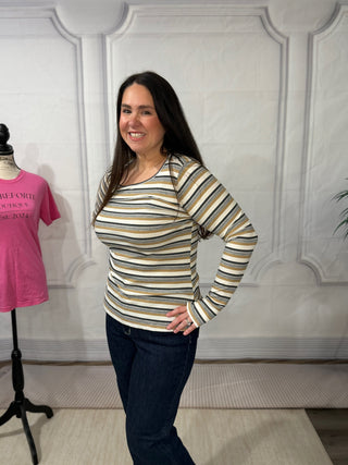 Sundown Chic Stripes Thumbhole Top