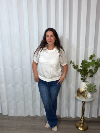 Never Too Lace Raglan Crochet Sleeve Top