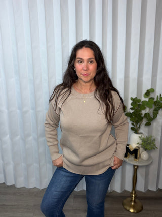 Zenana Round neck contrast trim sweater