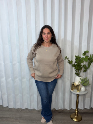 Zenana Round neck contrast trim sweater