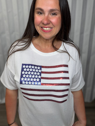 American Flag Graphic Dolman Top