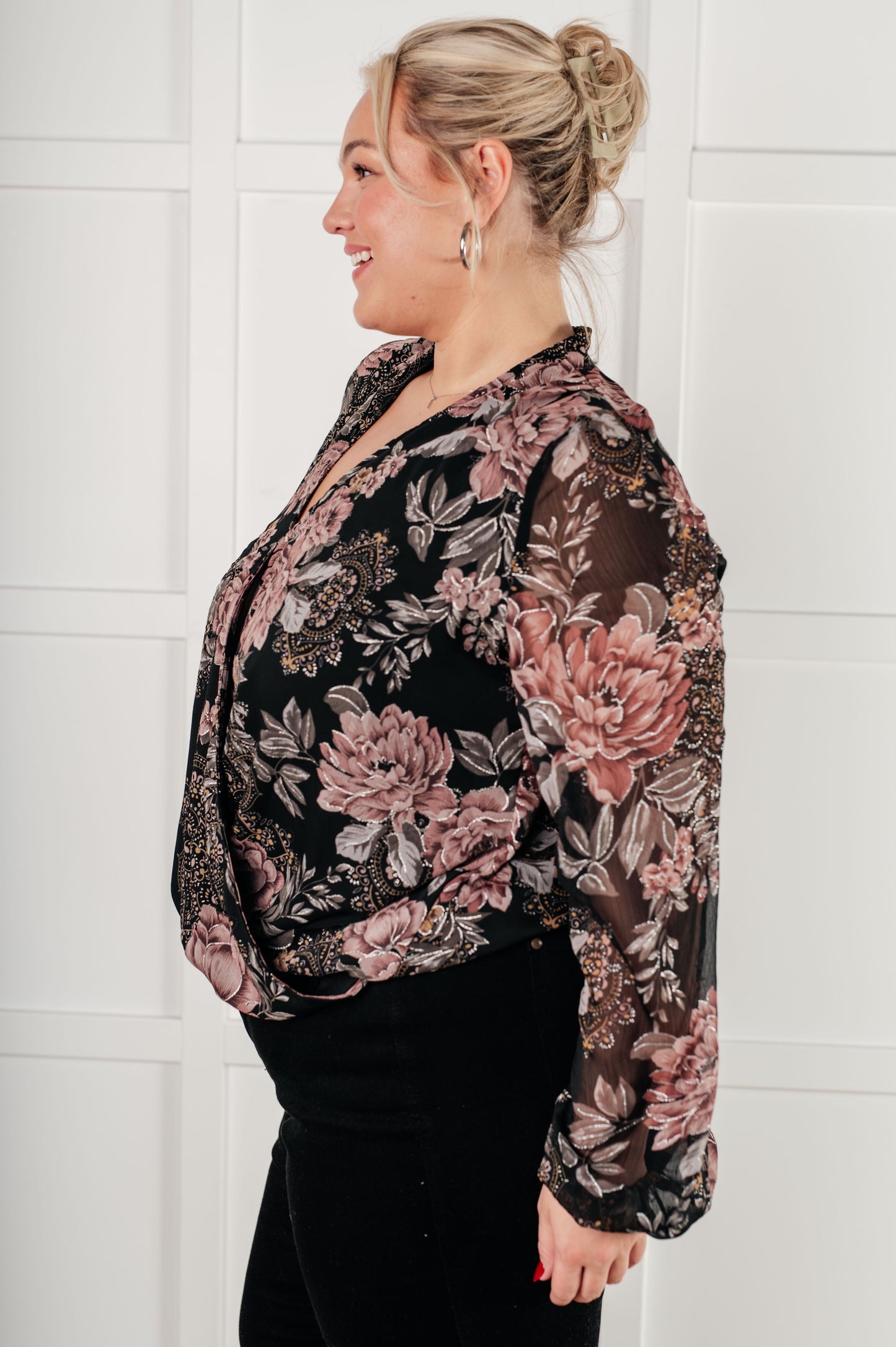 I Wish We Had it All Surplice Floral Blouse MadreForte LLC