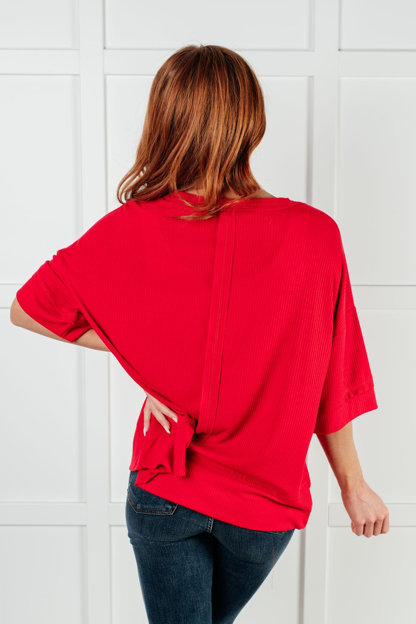 I'll Never Forget Ribbed Dolman Sleeve Top in Red MadreForte LLC