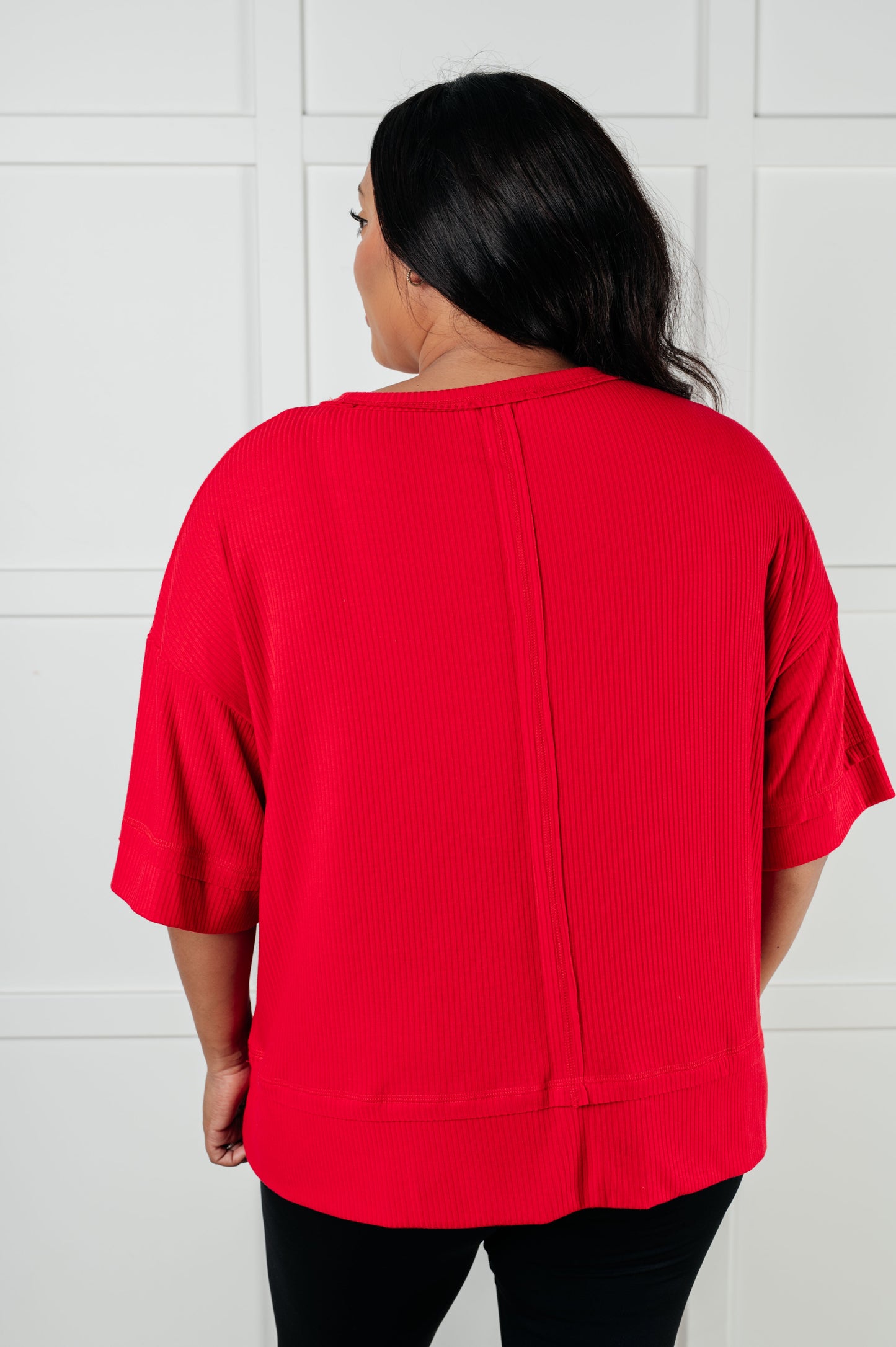 I'll Never Forget Ribbed Dolman Sleeve Top in Red MadreForte LLC