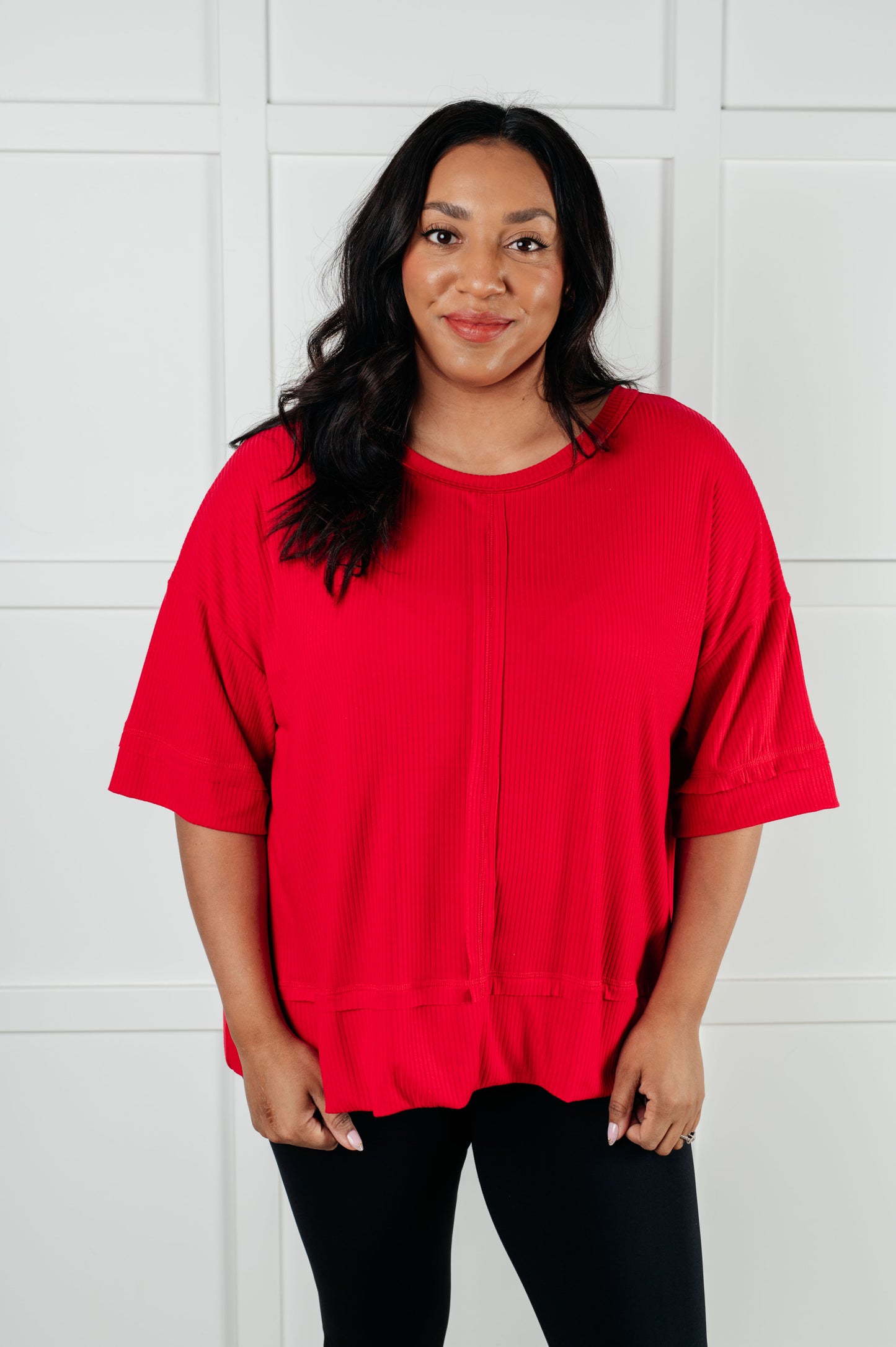 I'll Never Forget Ribbed Dolman Sleeve Top in Red MadreForte LLC