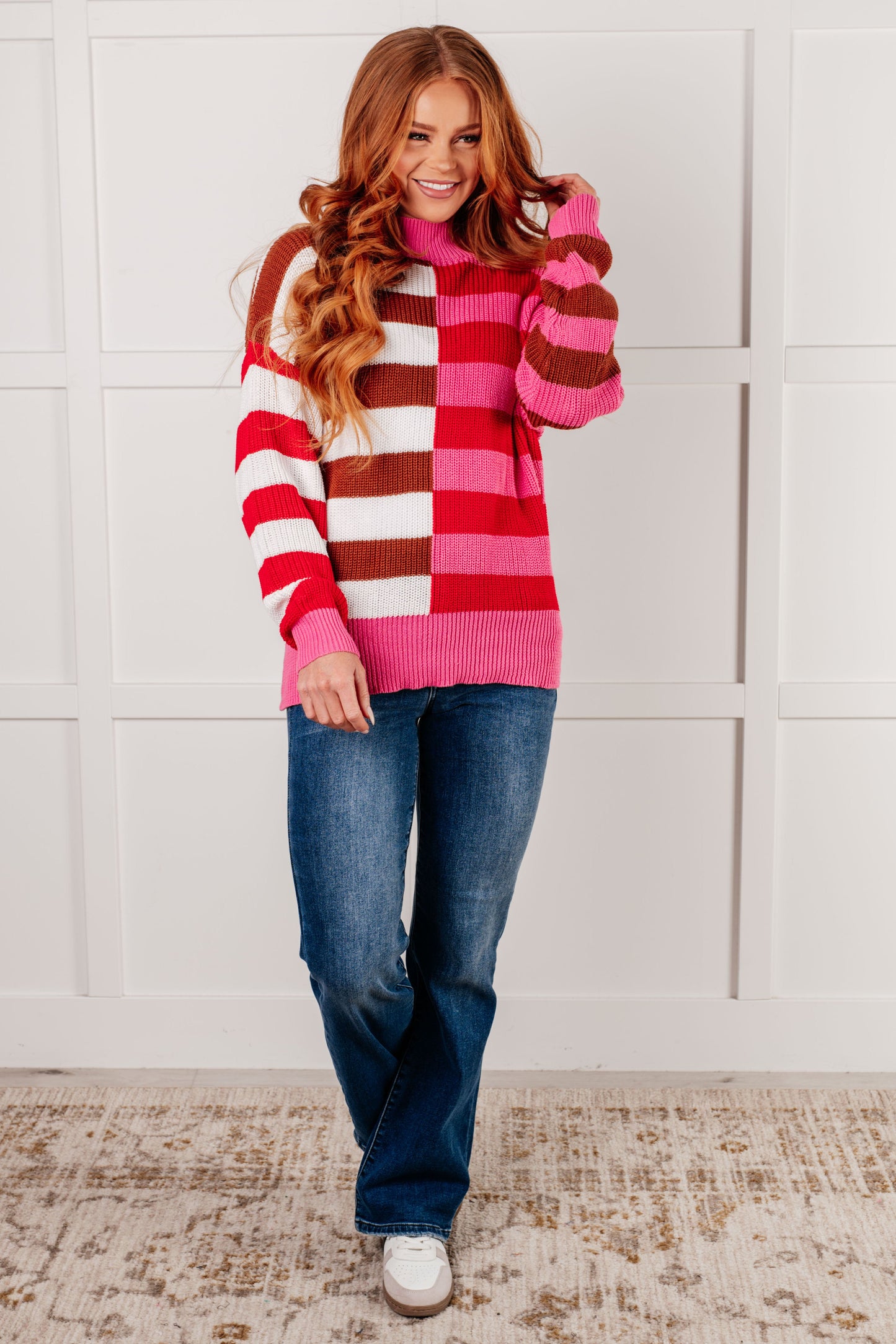 In Your Lane Color Blocked Stripe Sweater MadreForte LLC