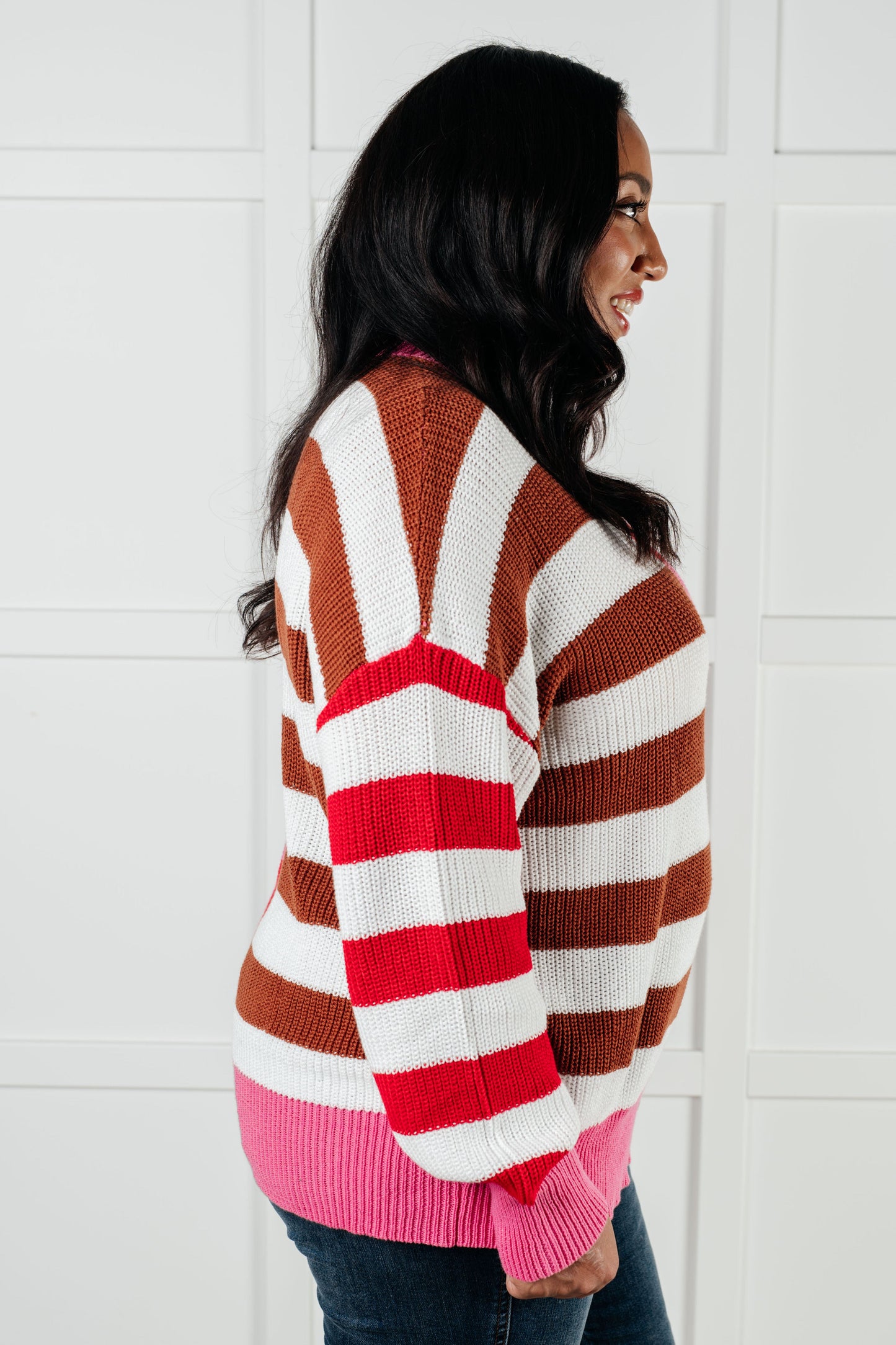 In Your Lane Color Blocked Stripe Sweater MadreForte LLC