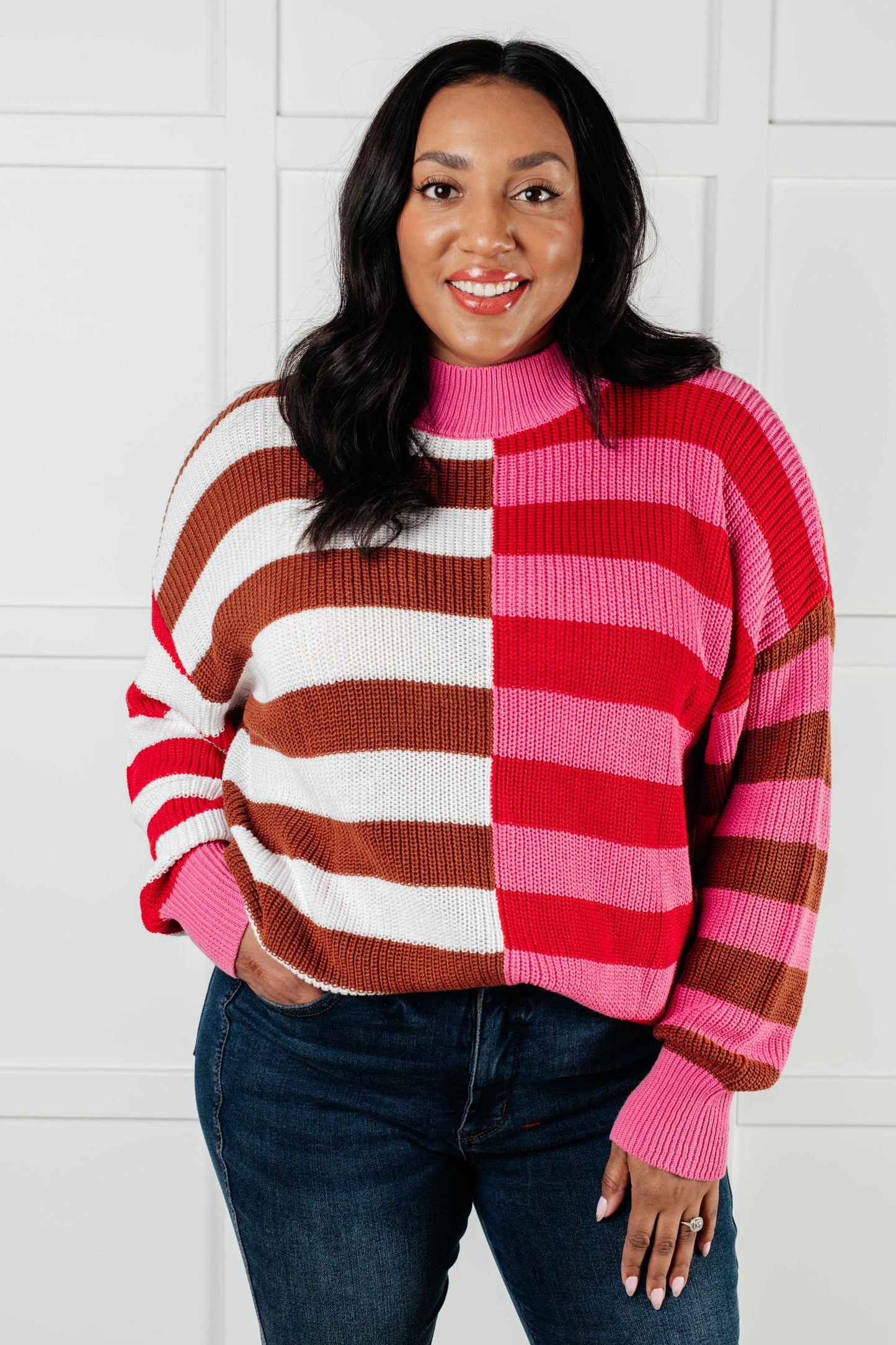 In Your Lane Color Blocked Stripe Sweater MadreForte LLC