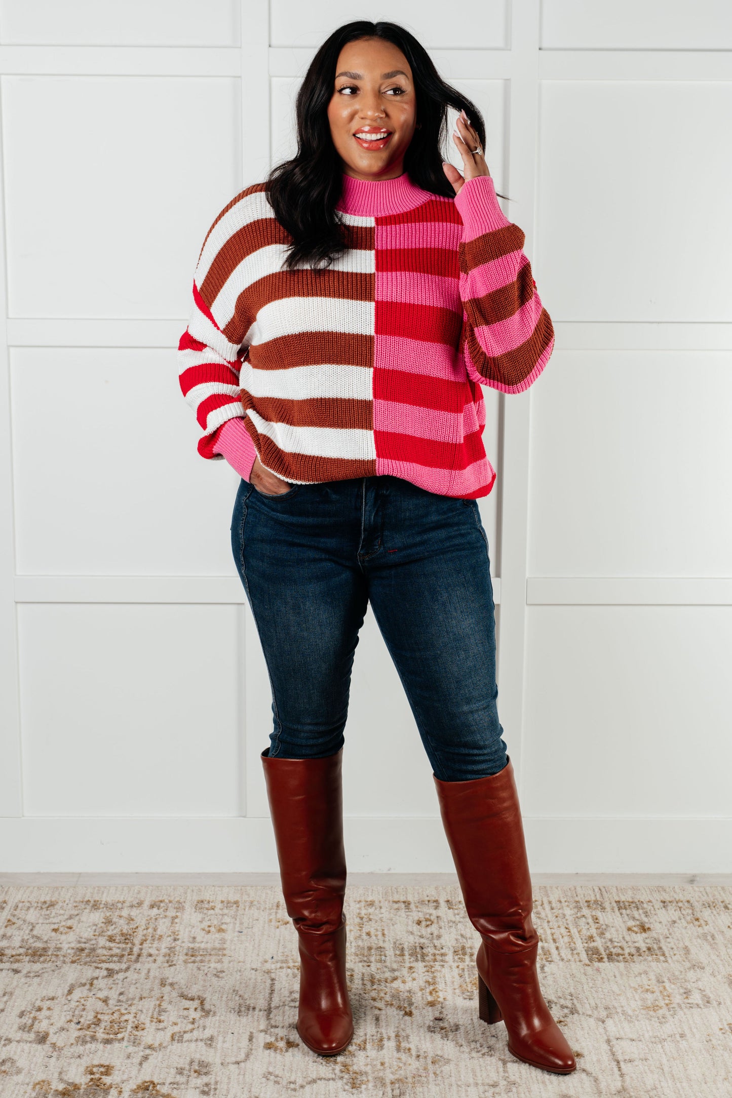 In Your Lane Color Blocked Stripe Sweater MadreForte LLC