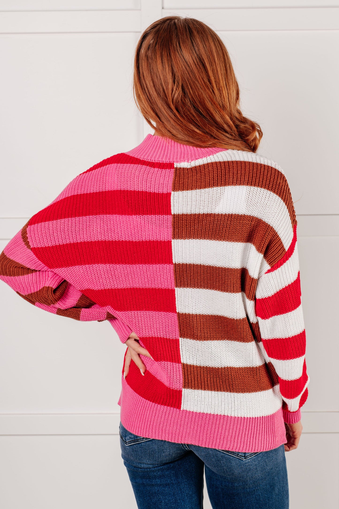 In Your Lane Color Blocked Stripe Sweater MadreForte LLC