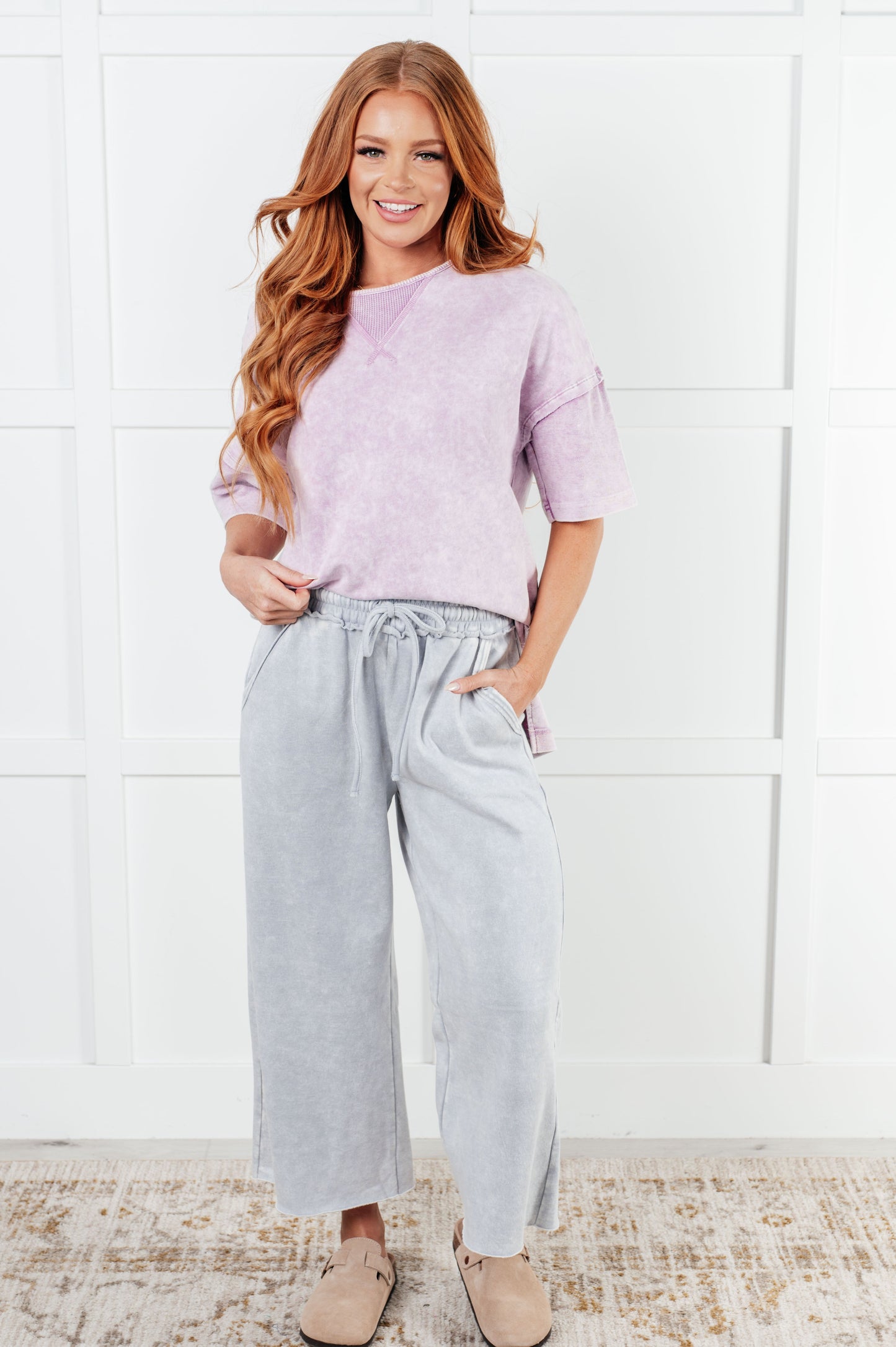 In or Out Wide Leg Cropped Pants in Light Grey MadreForte LLC