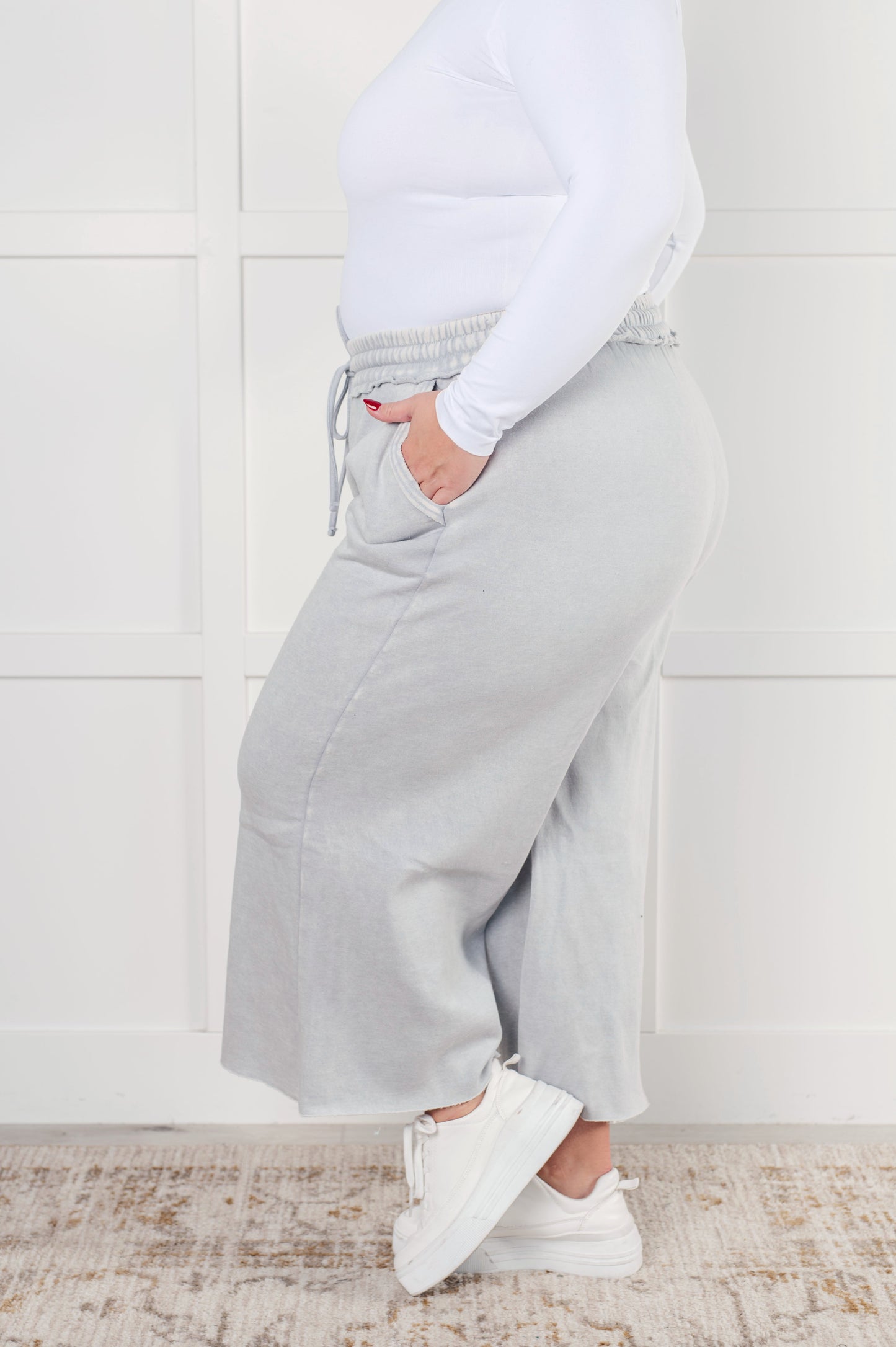 In or Out Wide Leg Cropped Pants in Light Grey MadreForte LLC