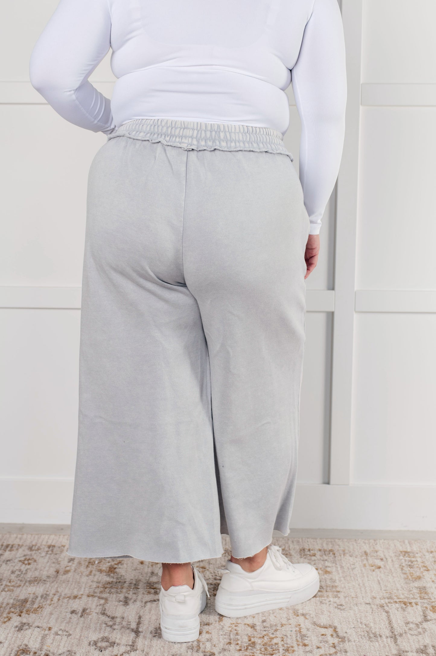 In or Out Wide Leg Cropped Pants in Light Grey MadreForte LLC