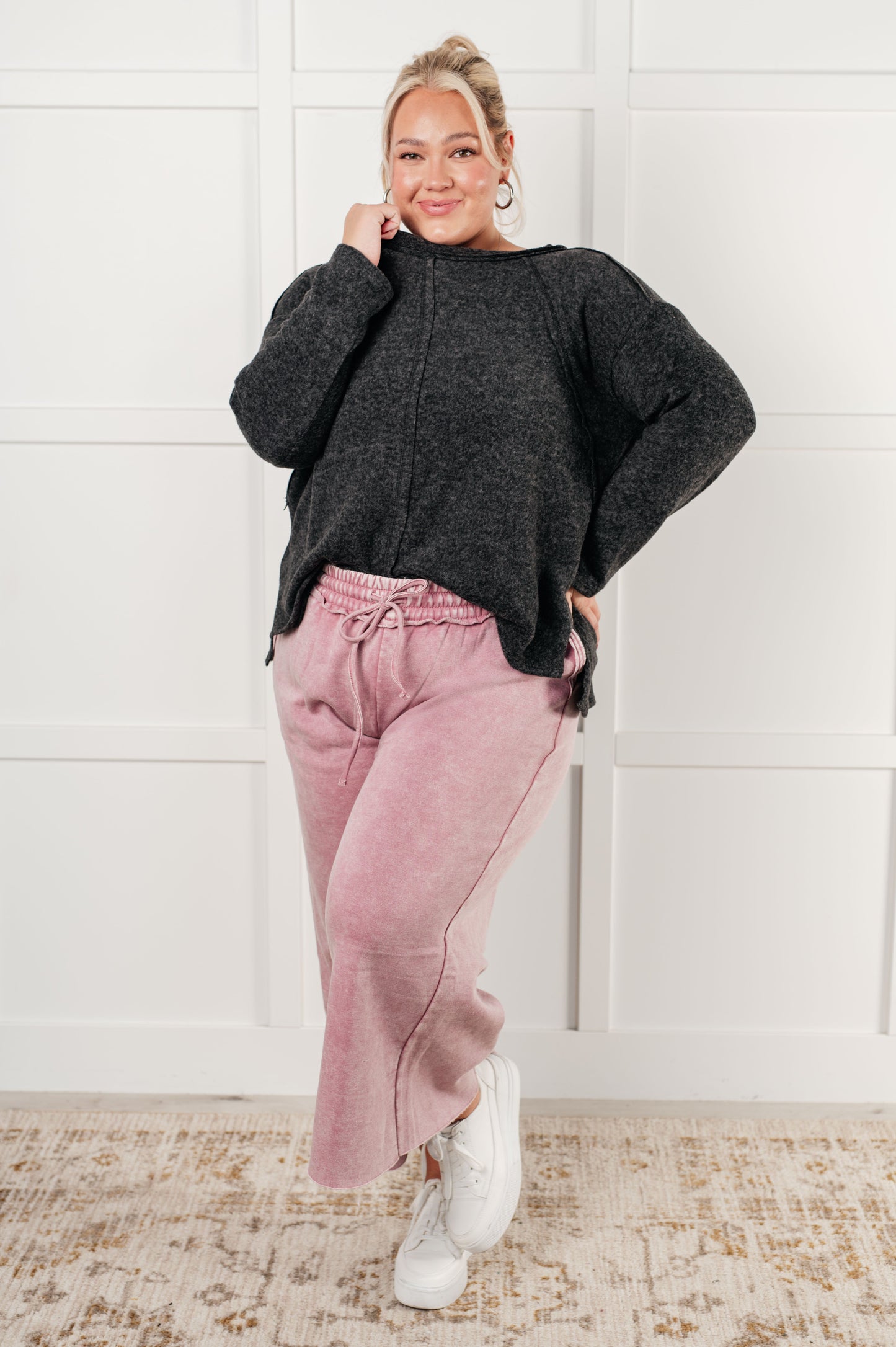 In or Out Wide Leg Cropped Pants in Light Rose MadreForte LLC