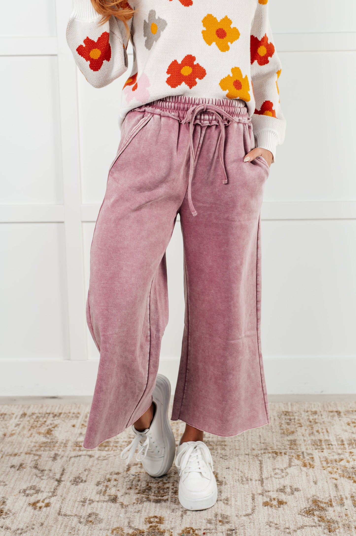 In or Out Wide Leg Cropped Pants in Light Rose MadreForte LLC