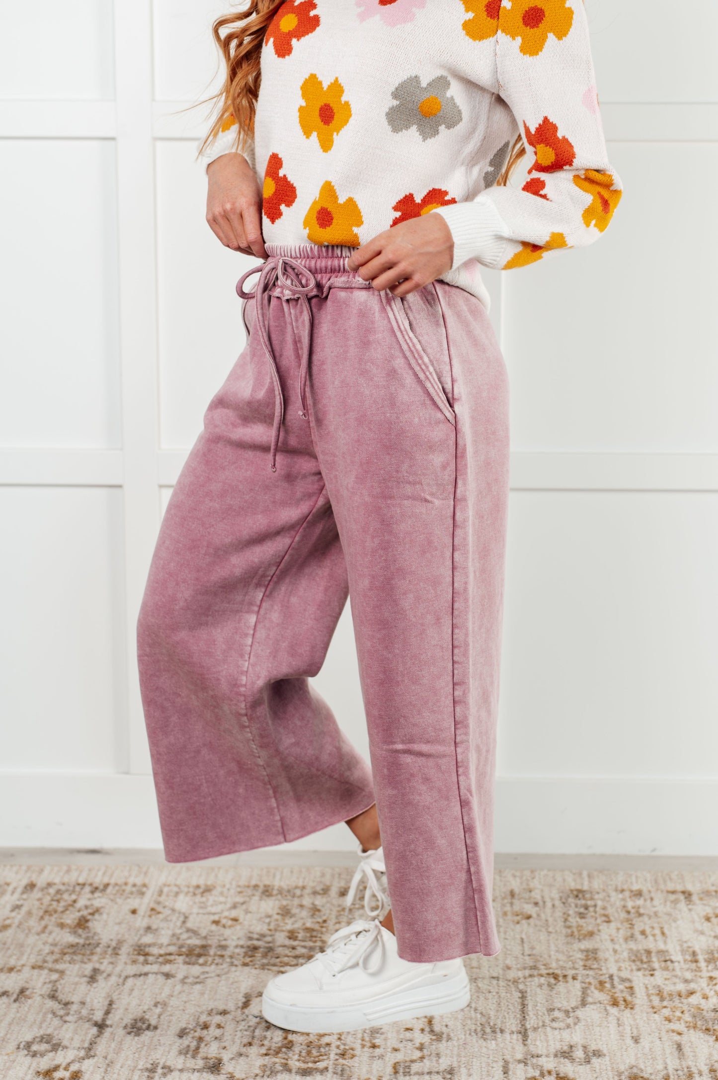 In or Out Wide Leg Cropped Pants in Light Rose MadreForte LLC