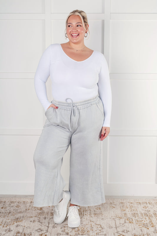 In or Out Wide Leg Cropped Pants in Light Grey MadreForte LLC