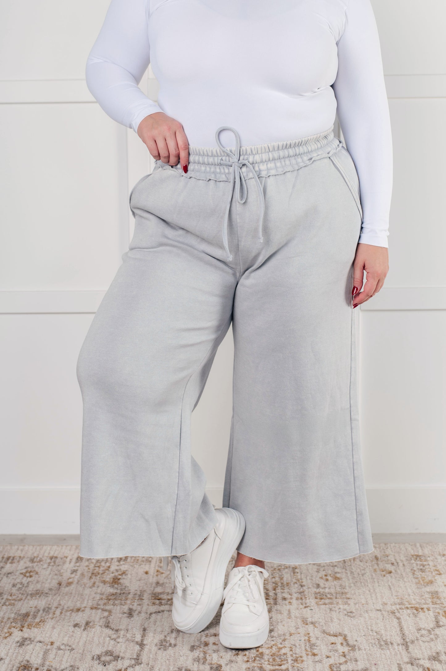 In or Out Wide Leg Cropped Pants in Light Grey MadreForte LLC