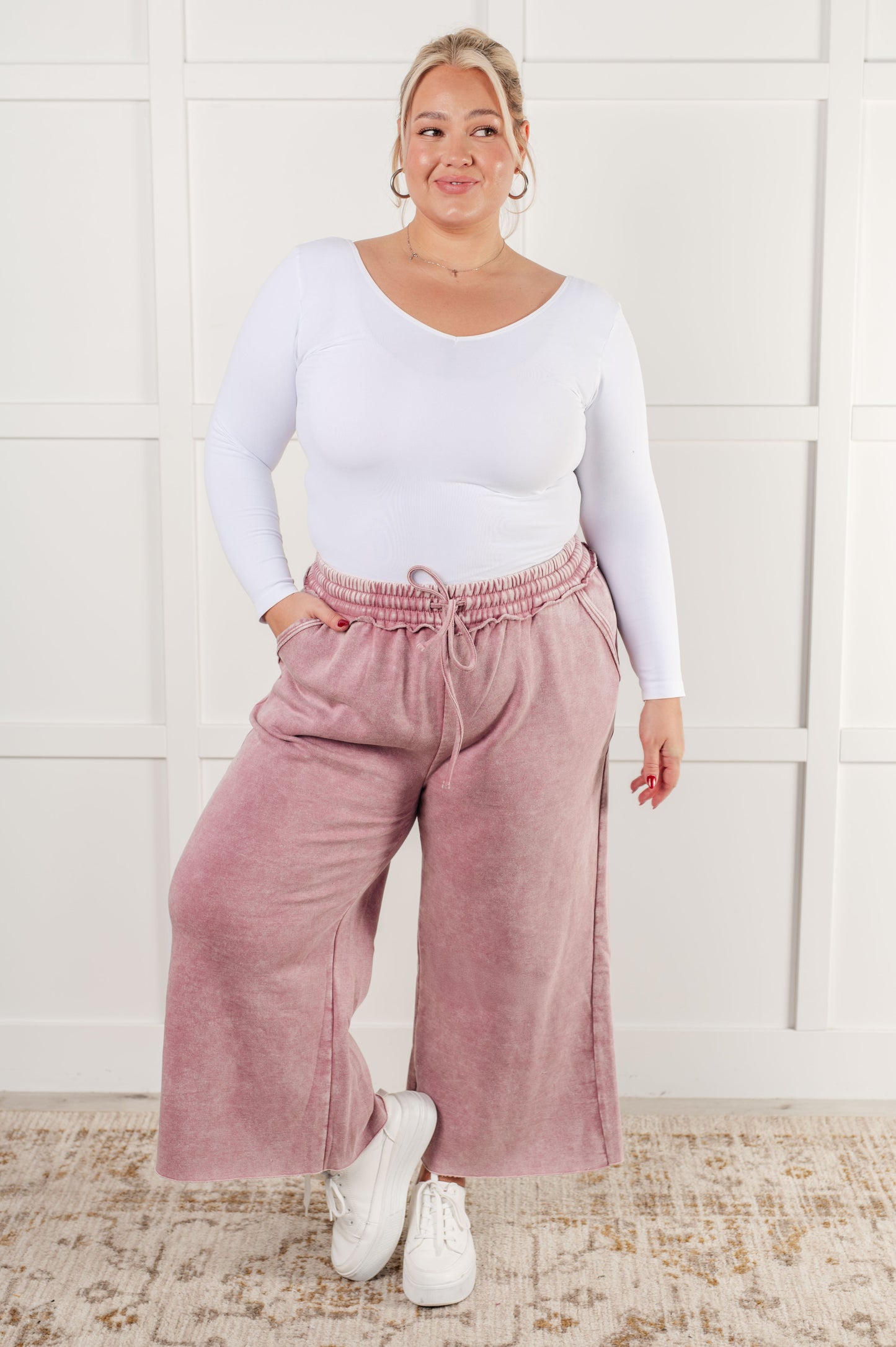 In or Out Wide Leg Cropped Pants in Light Rose MadreForte LLC