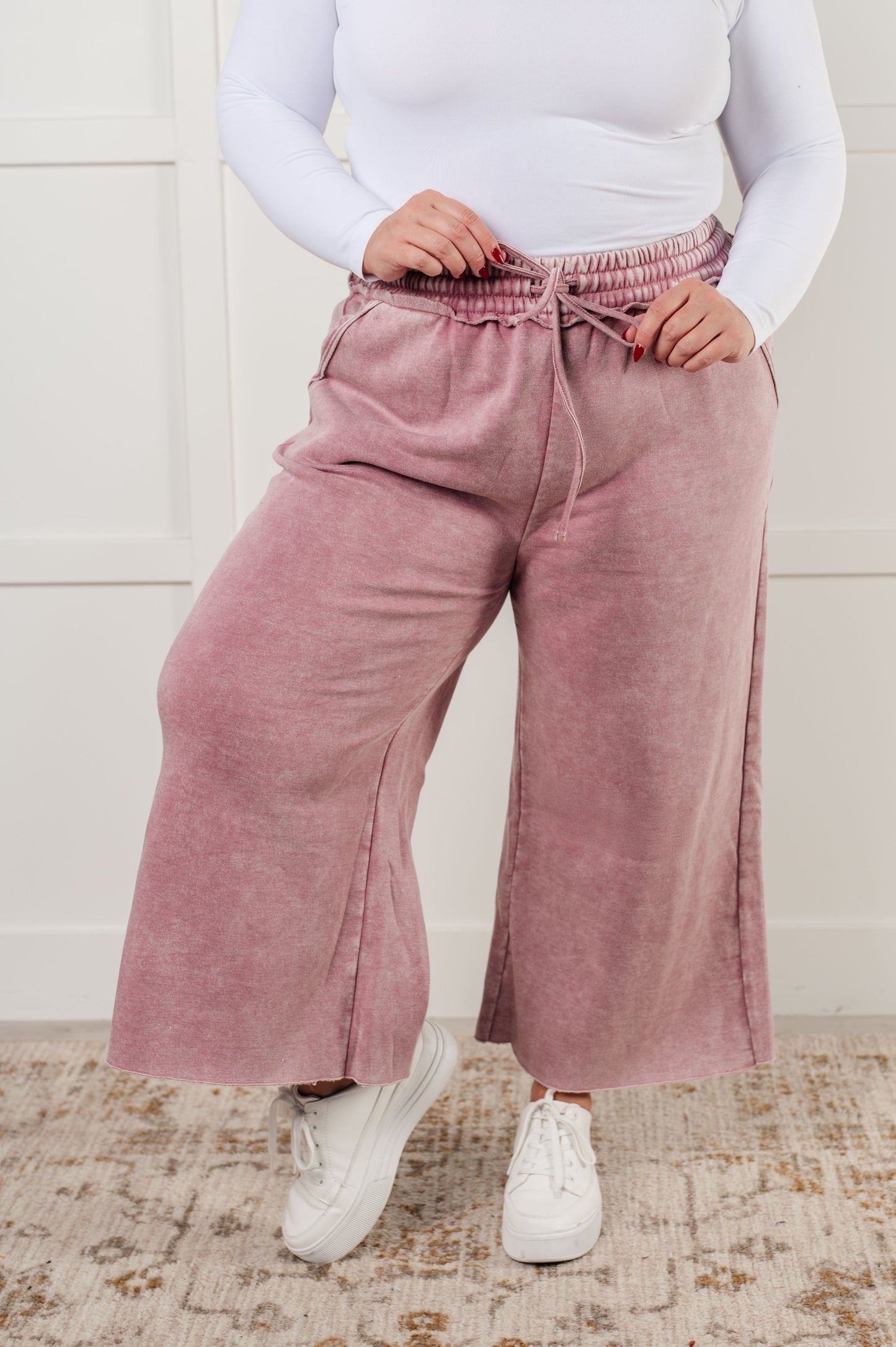 In or Out Wide Leg Cropped Pants in Light Rose MadreForte LLC