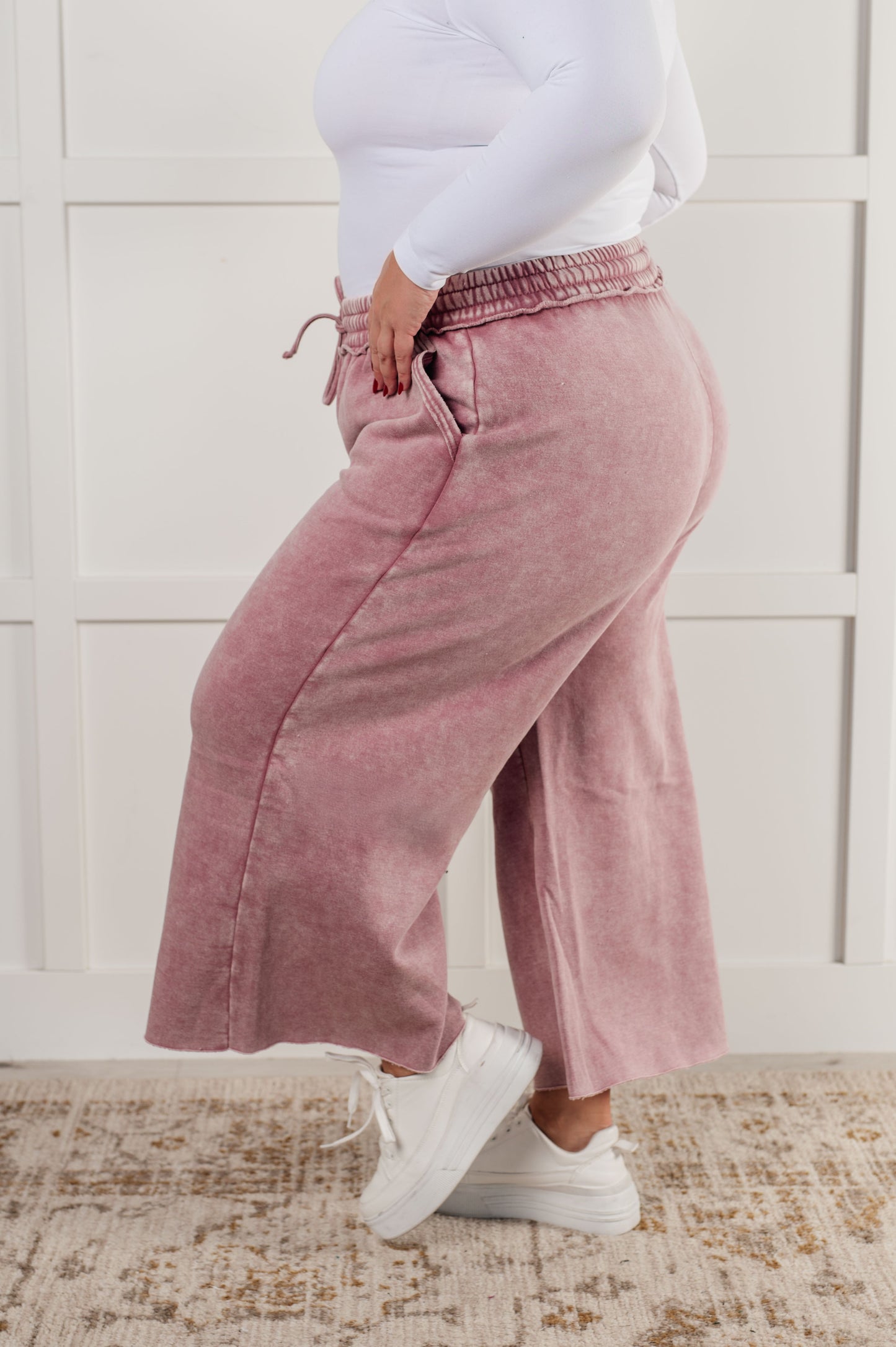 In or Out Wide Leg Cropped Pants in Light Rose MadreForte LLC