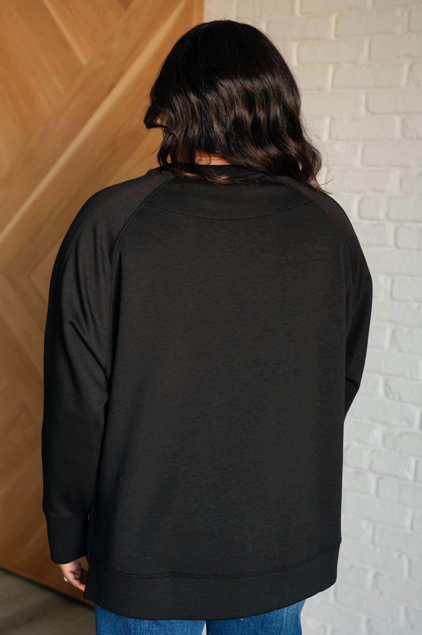 It's The Little Things Relaxed Scuba Pullover in Black MadreForte LLC