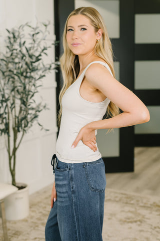 It's the Simple Things Scoop Neck Tank in Sand Beige