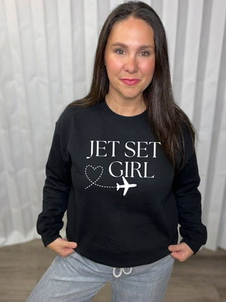 JET SET GIRL Graphic Crew Sweatshirt