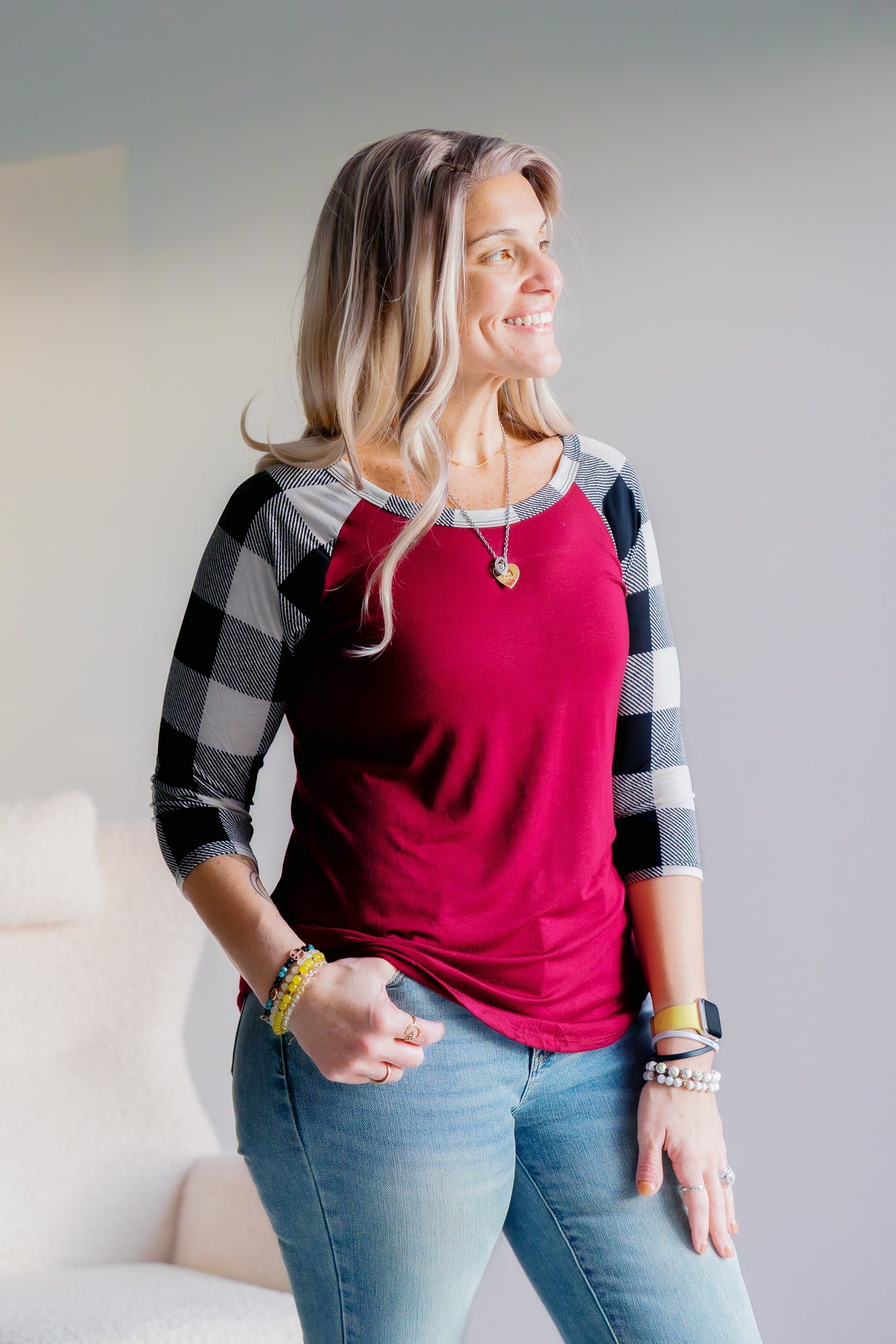 Cardinal Checks Raglan